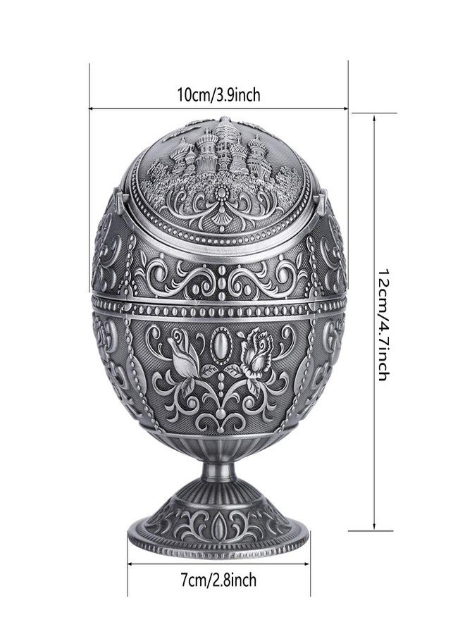 Zerone Vintage Round Ball Metal Ashtray, Tin Castle Decorative Design - Image 3